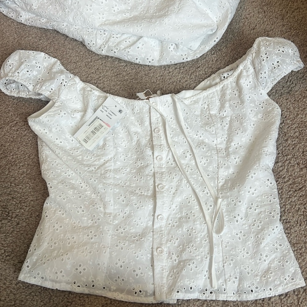 Eyelet top and skirt set